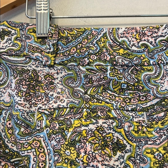 Ann Taylor Carnegie crop green pink paisley pants Size 8 EUC - Picture 4 of 8